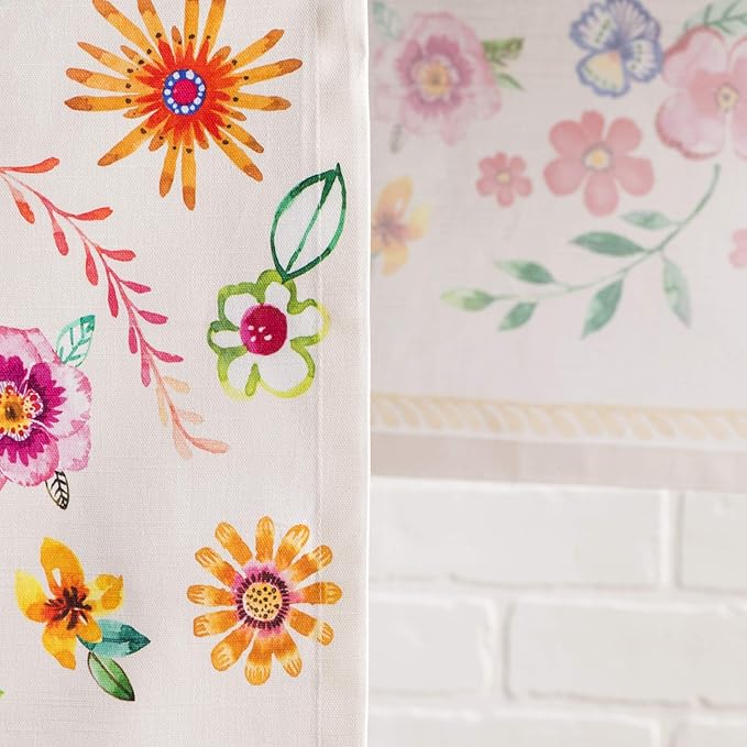 Maison d' Hermine Table Runner 100% Cotton Single Layer Table Runners 108 inches Long Decorative for Home Dining Party Wedding Bridal Shower Spring Summer (Happy Florals - Sweety, 14.50" x 108")