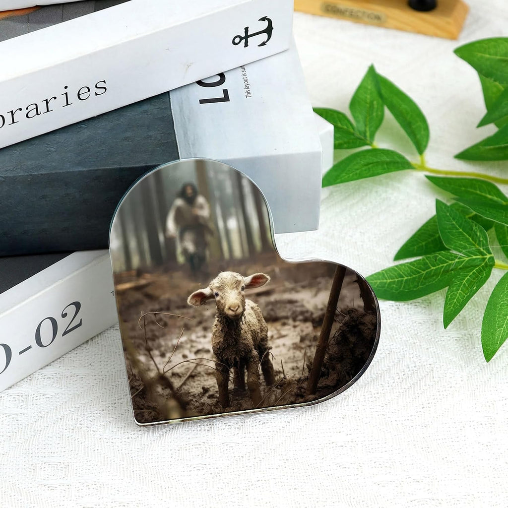 Christian Jesus and Lamb Decor,Spiritual Thank you Christian Gifts for women,pastor,christians,teachers,Mom,Sister,Friends,Mother's,Female Coworker-Religious Home Decor for Birthday,Christmas,Everyday Encouragement(4"x4")D-237