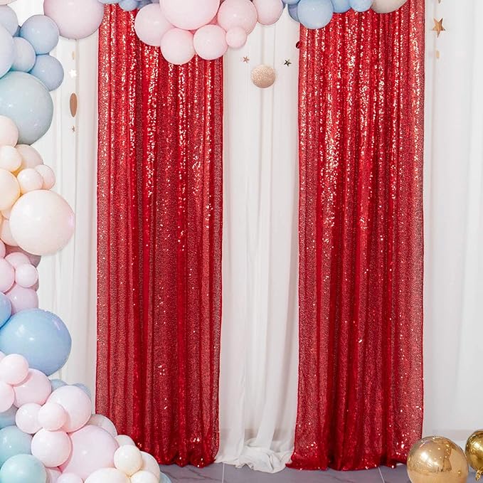 ShinyBeauty Sequin Backdrop Curtain 2 Panels 2FTx8FT Photo Background Glitter Photography Back Drop Cover Wedding Decorations -190417S