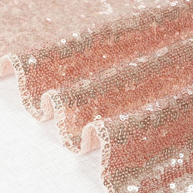 Eternal Beauty Rose Gold Sequin Backdrop, 20x10 Ft Glitter Background Curtains for Shimmer Photography Party Wedding Birthday Back Drop Decor