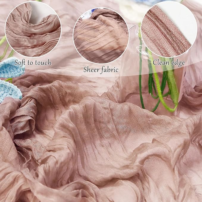 12-Pack Dusty Pink Cheesecloth Table Runners – 10FT (35x120 Inch) Boho Rustic Gauze Fabric Cheese Cloth Table Runner for Weddings, Baby Showers, Bridal Shower, Farmhouse & Birthday Party Decor