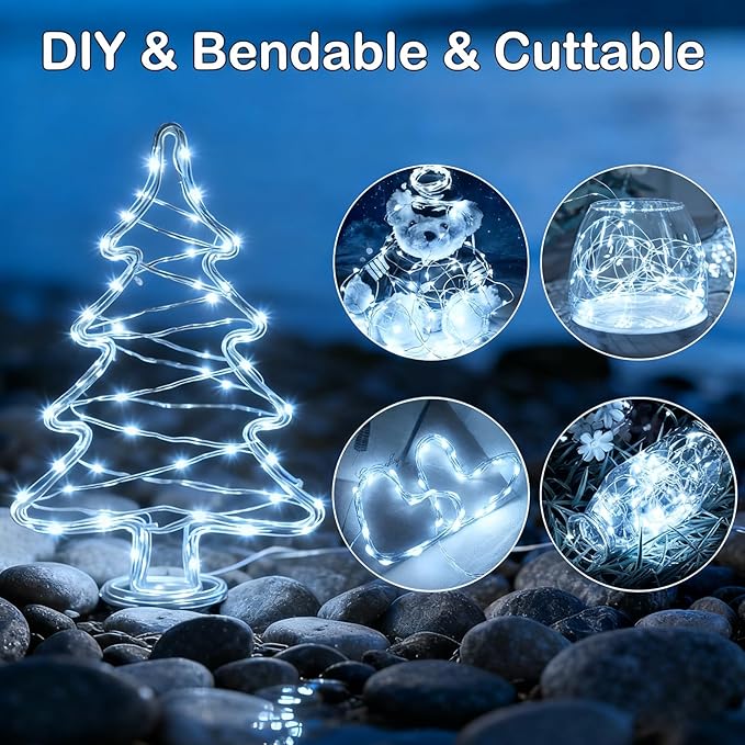 ZNYCYE Fairy Lights Battery Operated,24 Packs 9.8FT 30LEDs+ 6 Replacement Batteries Firefly Lights Copper Wire String Lights(NO Timer) for Bedroom Wedding Mason Jar Dorm Decor(Cool White)