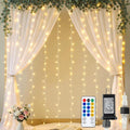 HEYFUNi 6.6FT x 6.6FT Warm White Curtain Lights Plug in, 200 LED | Window String Lights With Remote, 8 Modes, Timer, Memory, Connectable Fairy Lights for Bedroom, Wall, Wedding, Dorm Decor