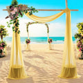 MDS Halloween Chiffon Draping Fabric - 1 Panel, 30" Wide x 50ft Long - Sheer Spooky Arbor & Canopy Drapery for Haunted House Backdrops, Party Ceilings, DIY Costumes & Themed Events - Gold
