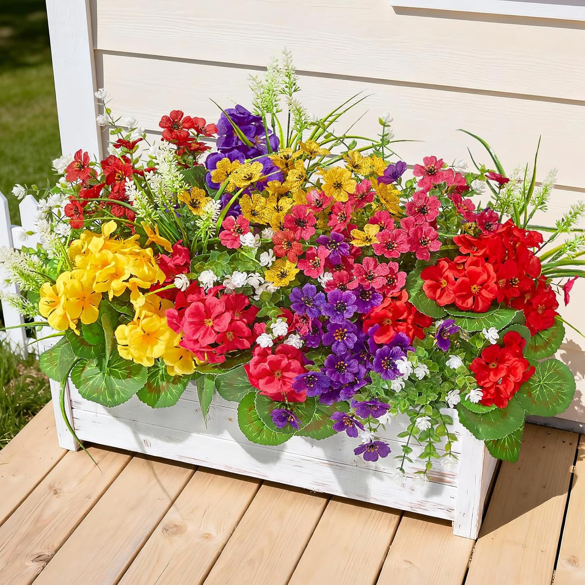 16 bundles uv resistant silk artificial outdoor flowers, main product view
