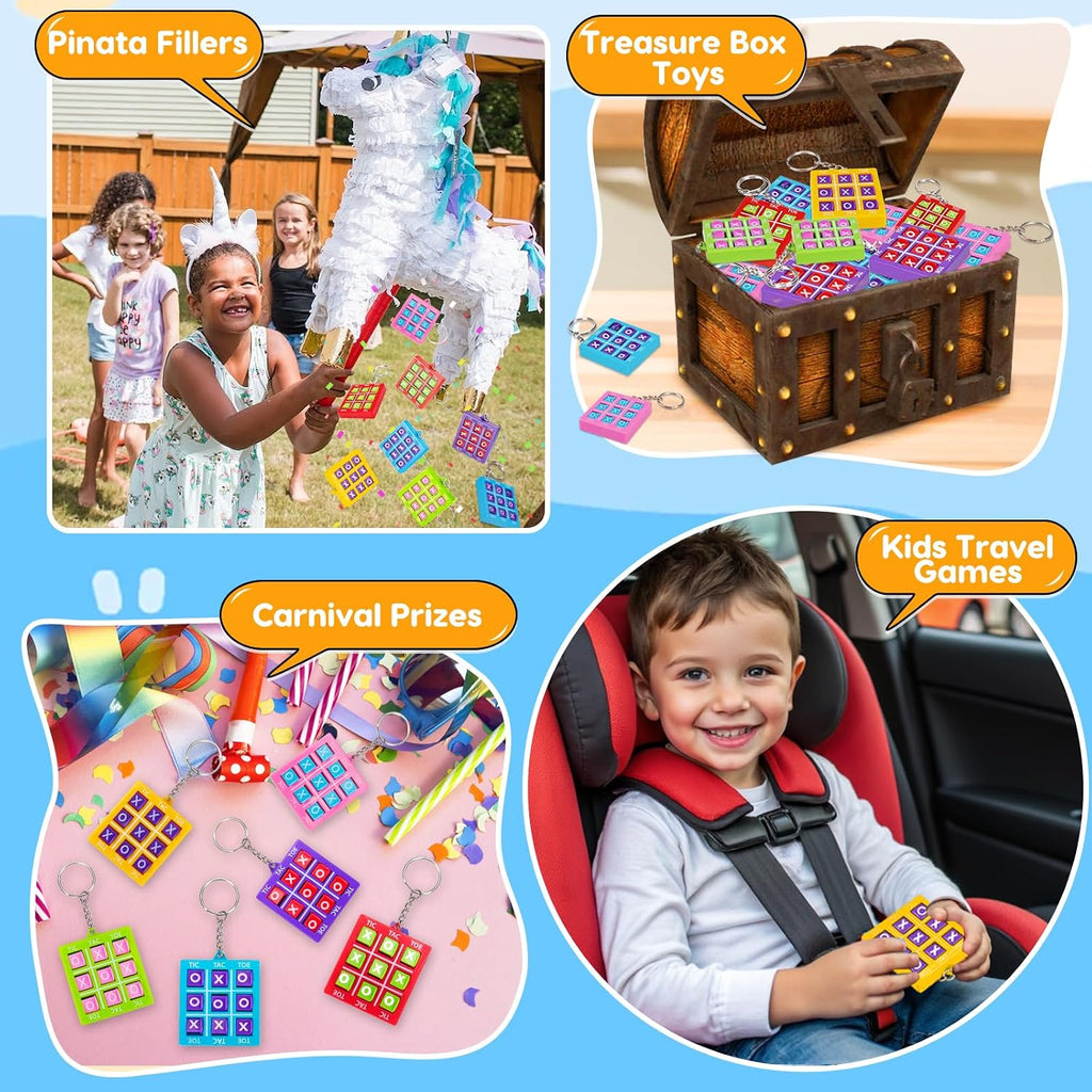 24PCS Tic Tac Toe Game Birthday Party Favors Goodie Bags Stuffers for Kids 3-5 4-8 8-12 Classroom Treasure Chest Carnival Prize Box Toys Bulk Keychain Pinata Filler Back to School Student Return Gifts