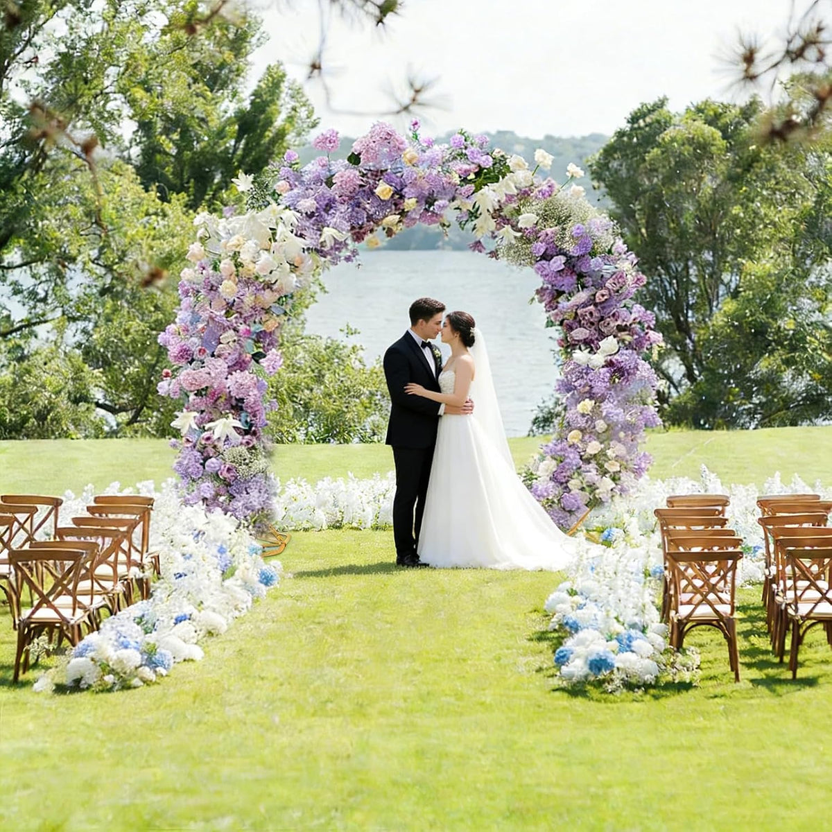 8ft Balloon Arch Stand,Round Backdrop Stand,Golden Circle Wedding Arch Frame ...