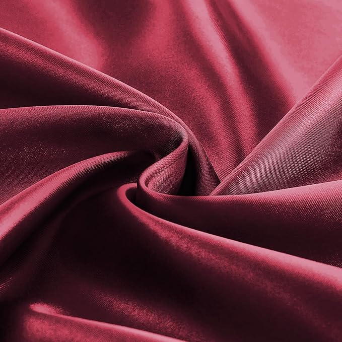 KKJIAF 1 Pack Round Table Cloths 90 Inch, Burgundy Overlay Round Satin Table Cover, Silky Satin Dining Tablecloths for Wedding Buffet Parties Banquet Decoration
