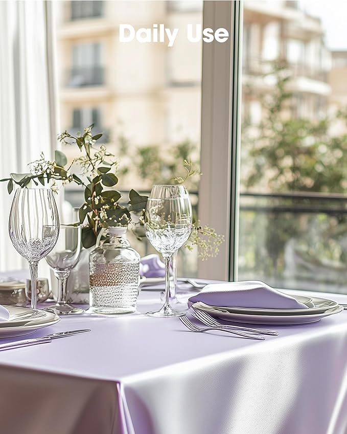 Pureegg Plastic Table Cloth Disposable 10 Pack, 54 x 108 Inch Table Cloths, Easter Party, Decorative Tablecloths, Rectangle, Light Purple, Pastel, Plastic Cover, Leakproof & Sturdy, Lilac, Lavender