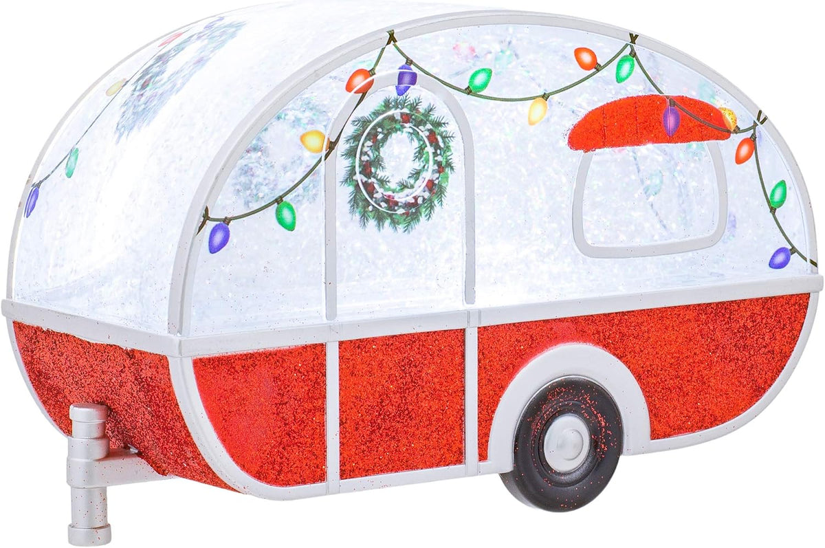 roman 5" lighted swirl vintage camper with christmas, main product view