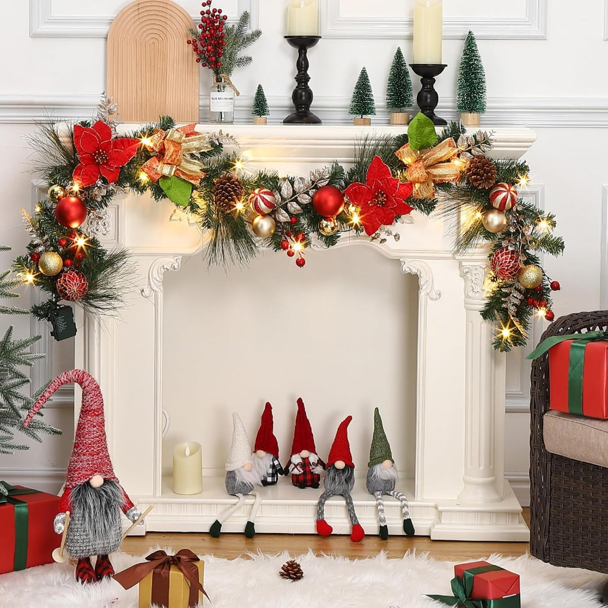 garvee 6 ft pre-lit christmas garland with 20, main product view