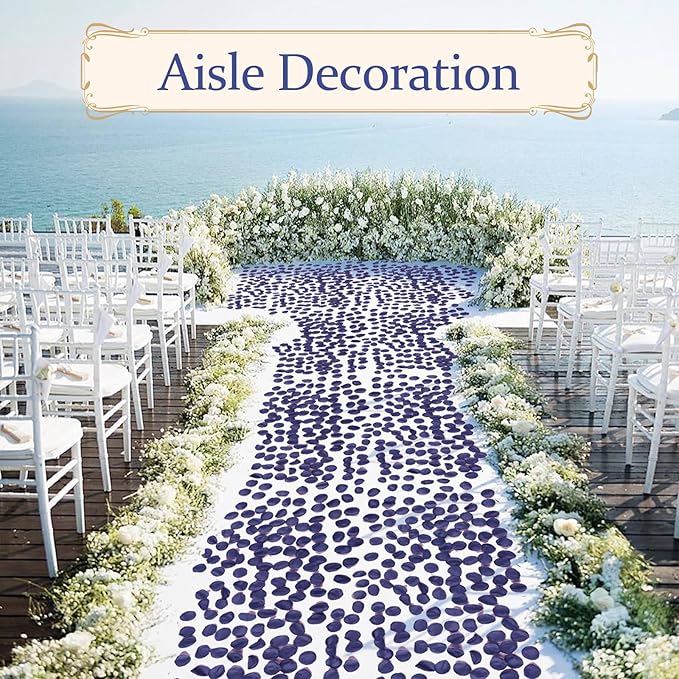 300pcs Navy Blue Silk Rose Petals - Faux for Wedding Decor, Flower Girl, Aisle Scatter, Table Centerpieces, Party, and Anniversary Celebrations