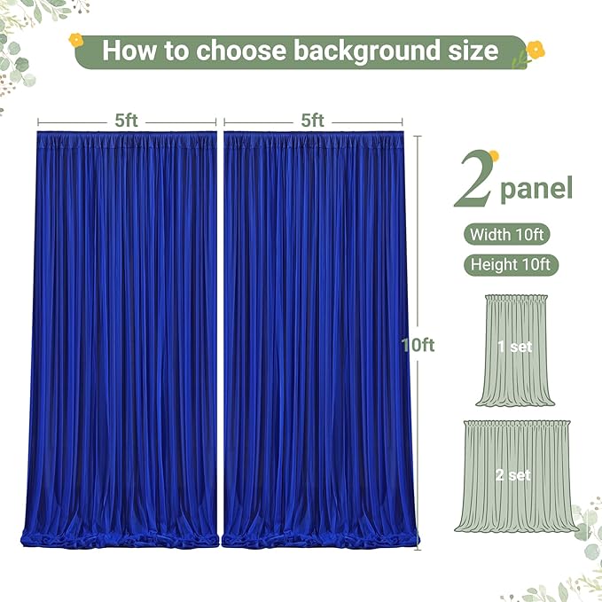 Royal Blue Tulle Backdrop Curtain for Parties Wedding,10ft x 10ft Wrinkle Free Curtain Backdrop,2 Layer Drapes for Backdrop,Polyester Wedding Back Drop for Bridal Shower Birthday Baby Shower