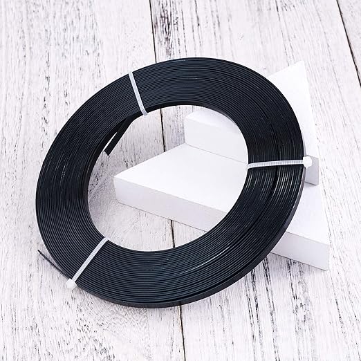 Fashewelry 32.8Ft 5mm Aluminum Flat Wire Black Bendable Metal Craft Wire Strip for Bezel Sculpting Armature Jewelry Making Gem Metal Wrap