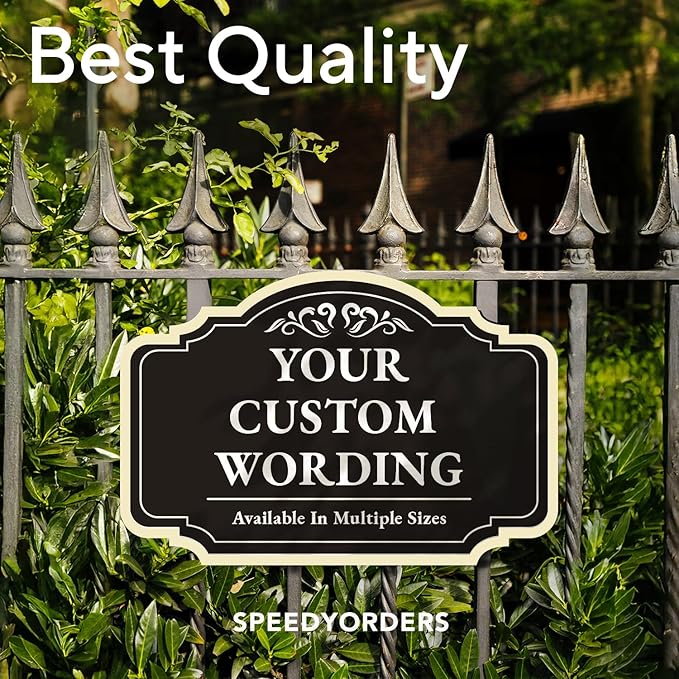 Custom Aluminum Outdoor Metal Sign, Personalized, Waterproof, Design 2 Black Charcoal 18x12 In