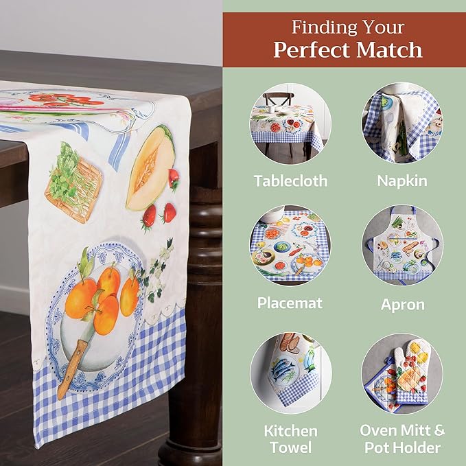 Maison d' Hermine Table runner 100% Cotton Single Layer Table Runners 108 inches long Decorative for Home Kitchen Dining Party Baby Shower Wedding Bridal Shower Spring Summer (Gourmand, 14.50" x 108")