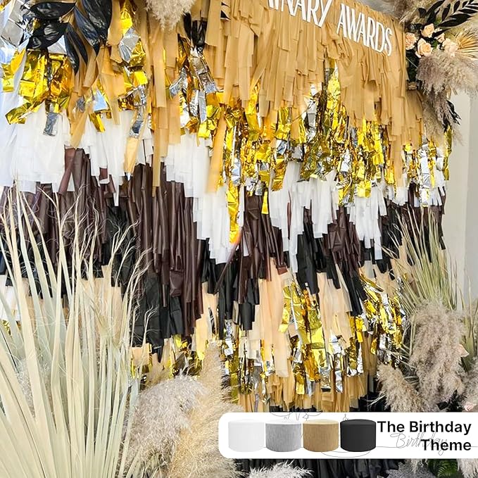 PartyWoo Metallic Gold and Silver Crepe Paper Streamers 4pcs 328ft Pack of Metallic Gold Silver Crepe Paper Streamers for Birthday Bridal Shower Engagement New Year Eve Graduation Party Decorations