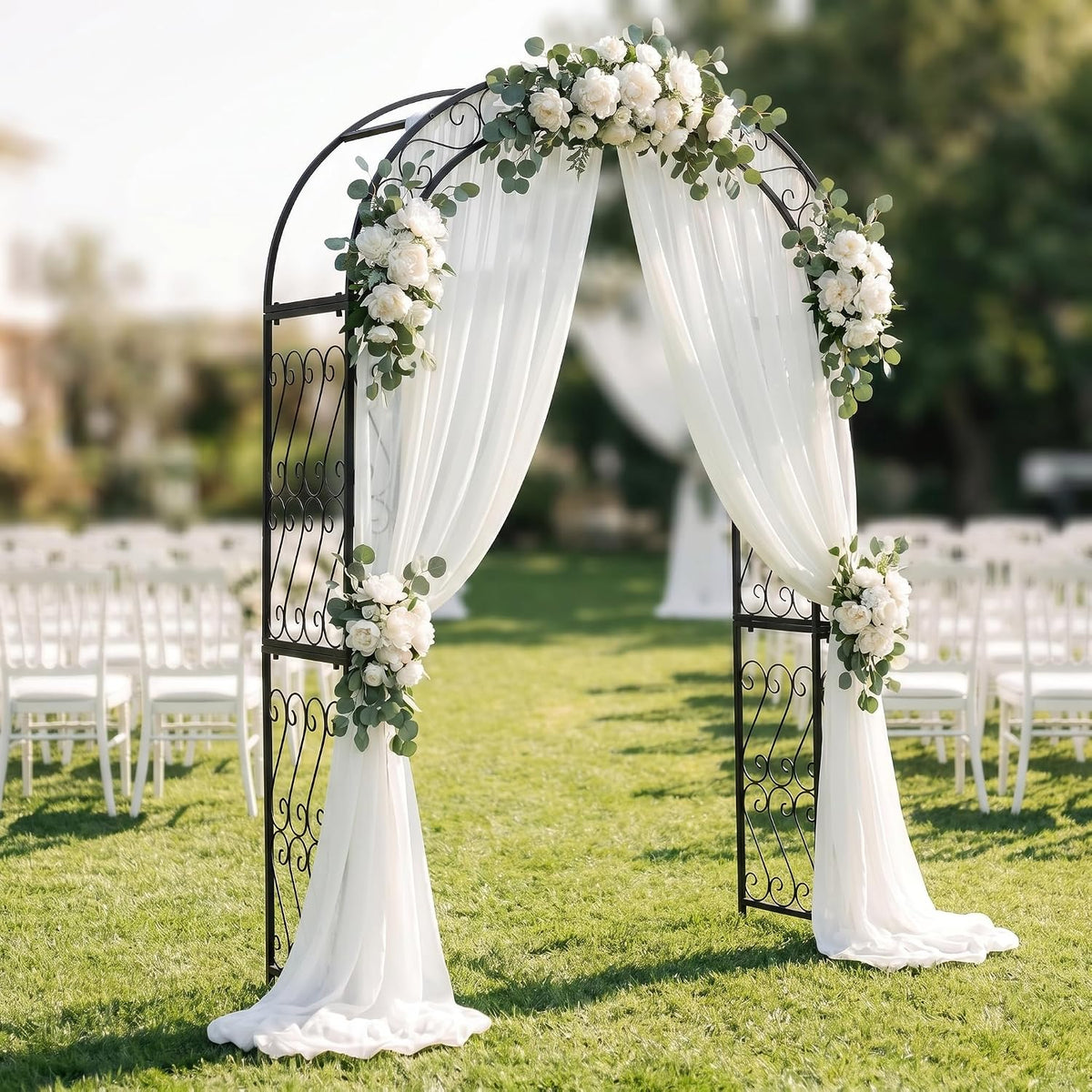 SCENDOR European-Style Black Iron Garden Arbor for Climbing Plant & Wedding