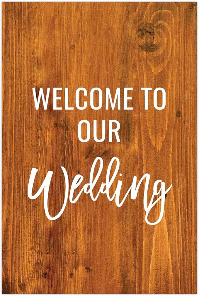 Andaz Press Extra Large Wedding Easel Board Party Sign, 12x18-inch, Rustic Barn Wood, Welcome to Our Wedding, 1-Pack