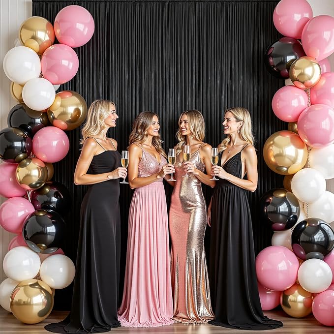 leegleri 40ftx10 ft Black Glitter Sequin Backdrop Curtain for Parties, Wrinkle Free Sparking Backdrop Drapes, 8 Panels 5x10ft Shimmer Photo Back Drop Cloth for Wedding Birthday Photography Background