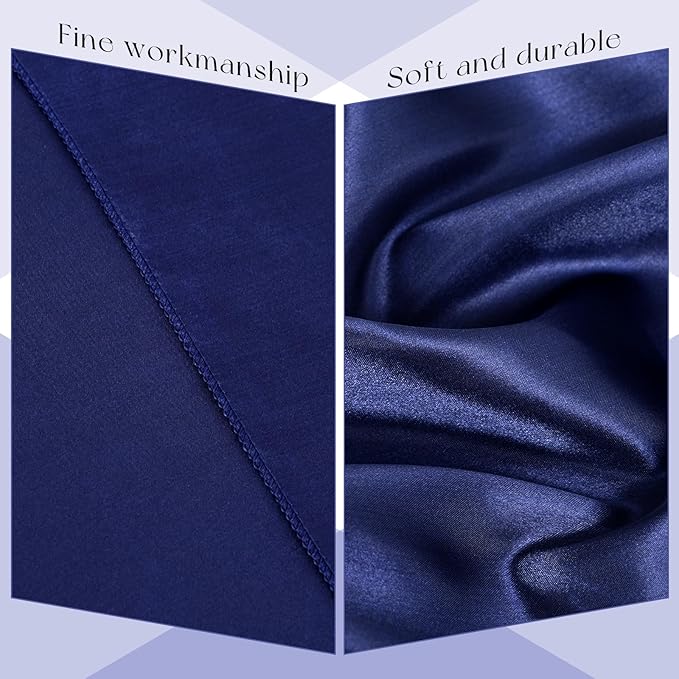 6 Packs Satin Tablecloth 57 x 108 Inch Navy Blue Rectangular Table Cloth Silk Tablecloth Smooth Fabric Overlay Satin Table Cover Decoration for Wedding Party Banquet Events
