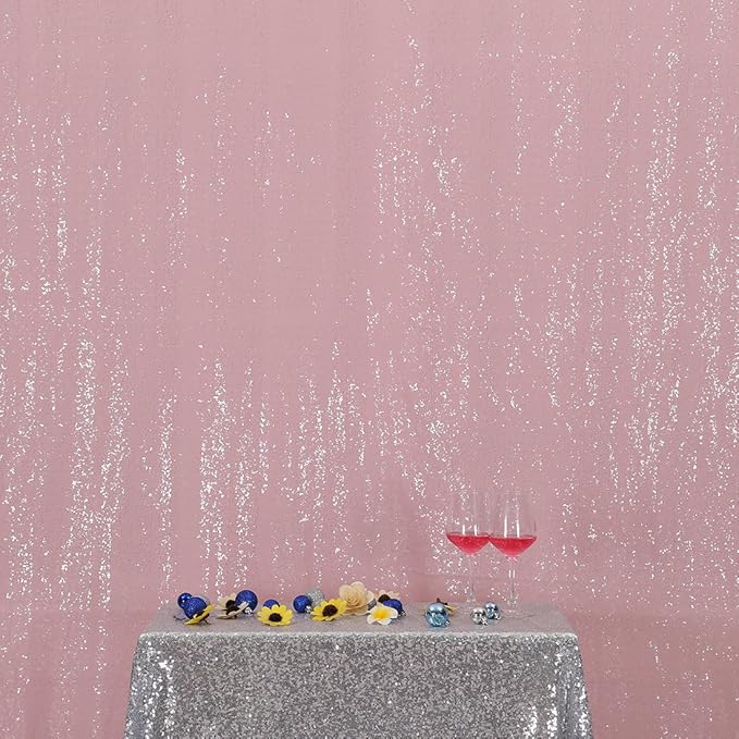 Poise3EHome Pink Sequin Backdrop, 10Ft x 10Ft Glitter Photography Background Curtains for Party Baby Shower Wedding Birthday Christmas Thanksgiving Halloween Decoration