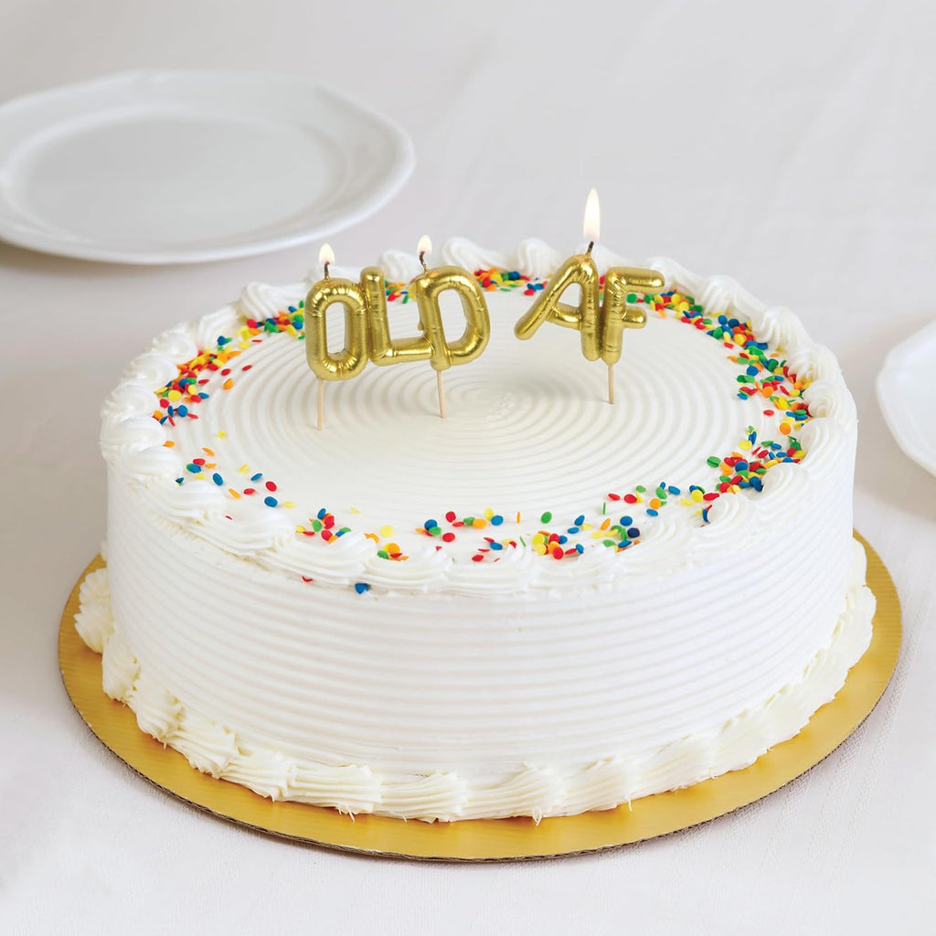 Genuine Fred Lighten UP Party Candles, Old AF, Metallic Gold Balloon-Style Letter Candles, Hilarious Candles for Retirement Celebrations and Milestone Birthdays