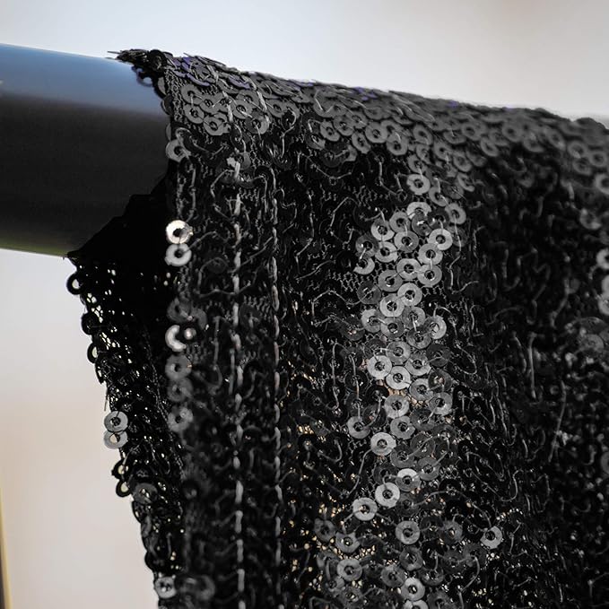 JYFLZQ Black Sequin Backdrop Curtains 6ft x 8ft 1 Panel Halloween Backdrop Glitter Photo Booth Backdrops Sparkly Photography Background Drapes for Graduation Birthday Parties