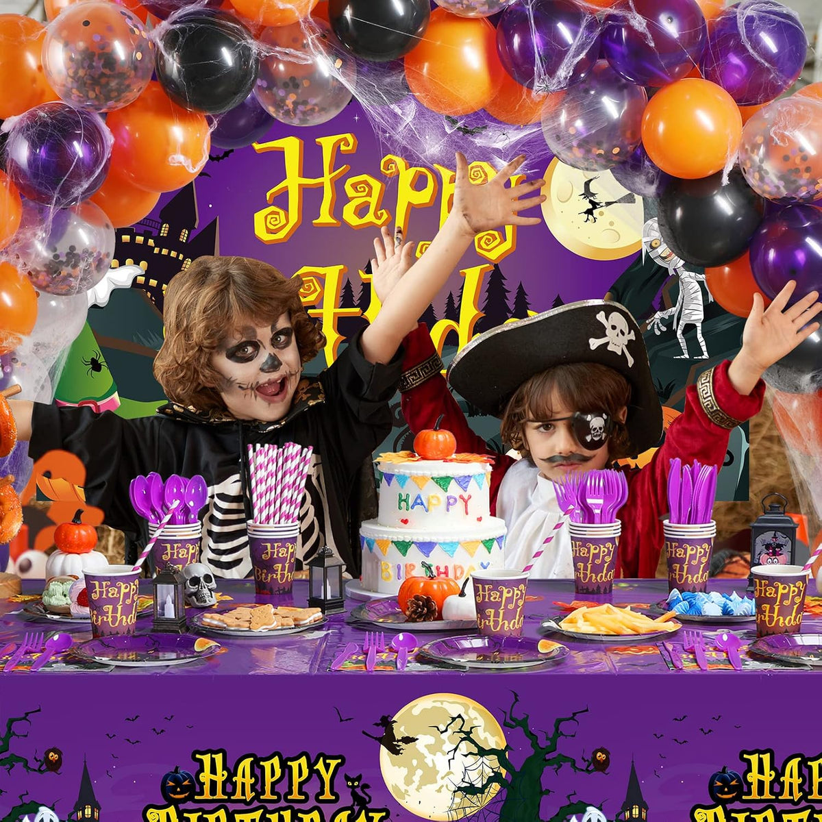 Pajean 277 PCS Halloween Party Supplies Full Set, Happy Birthday Decoration