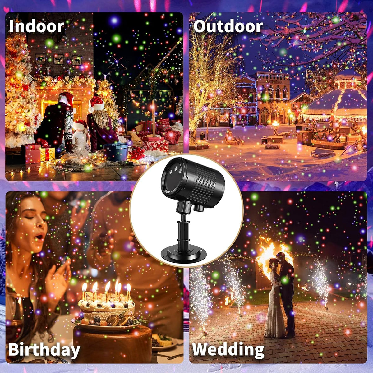 Christmas Laser Projector Light Outdoor: RGB 3 Colors Firefly Moving Laser Li...