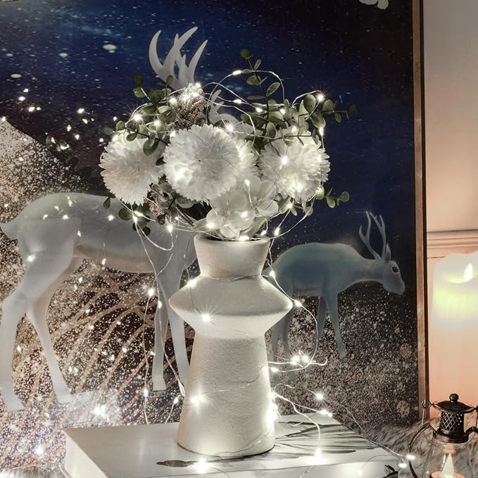 12 Pack Fairy Lights Battery Operated String Lights，7FT 20LED Waterproof Silver Wire Christmas Lights Outdoor,Firefly Mini Lights for Bedroom Party Birthday Wedding Home Decor