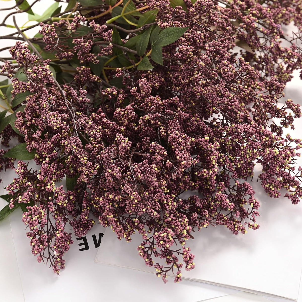 43in faux berry stems, artificial nandina fall decor showing dimensions