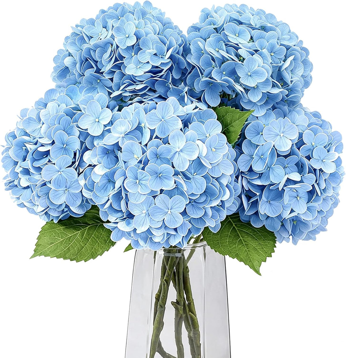 5Pcs Light Blue Real Touch Latex Hydrangeas Artificial Flowers