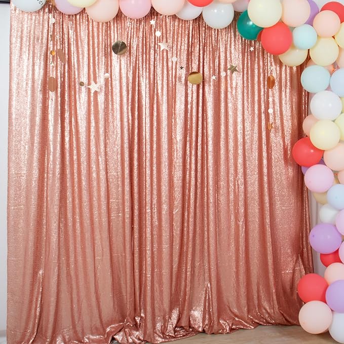 ShiDianYi Blush Curtain Backdrop 4FTx6FT Sequin Photo Backdrops Sparkle Curtains for Backdrop Event&Parties Background Shimmer Fabric Drapery