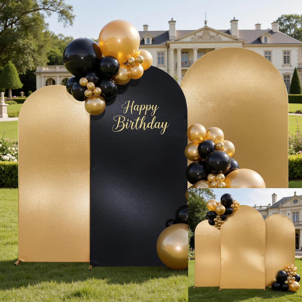 gold black sequin arch backdrop cover 3set 6, main product view