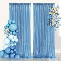 Birthday Backdrop Curtain Baby Blue Sequin Backdrop Drapes 6x8FT Shimmer Photo Wall Back Drop Cloth for Party Photography Background