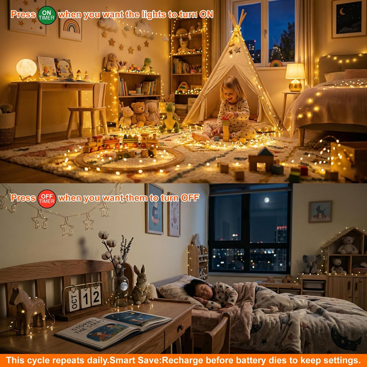 8 Pack Rechargeable LED Fairy Lights 7Ft 20LED Battery Operated | 8 Modes, Remote & DIY Timer Mini Twinkle String Lights for Indoor Christmas Wedding Mason Jar Bedroom Table