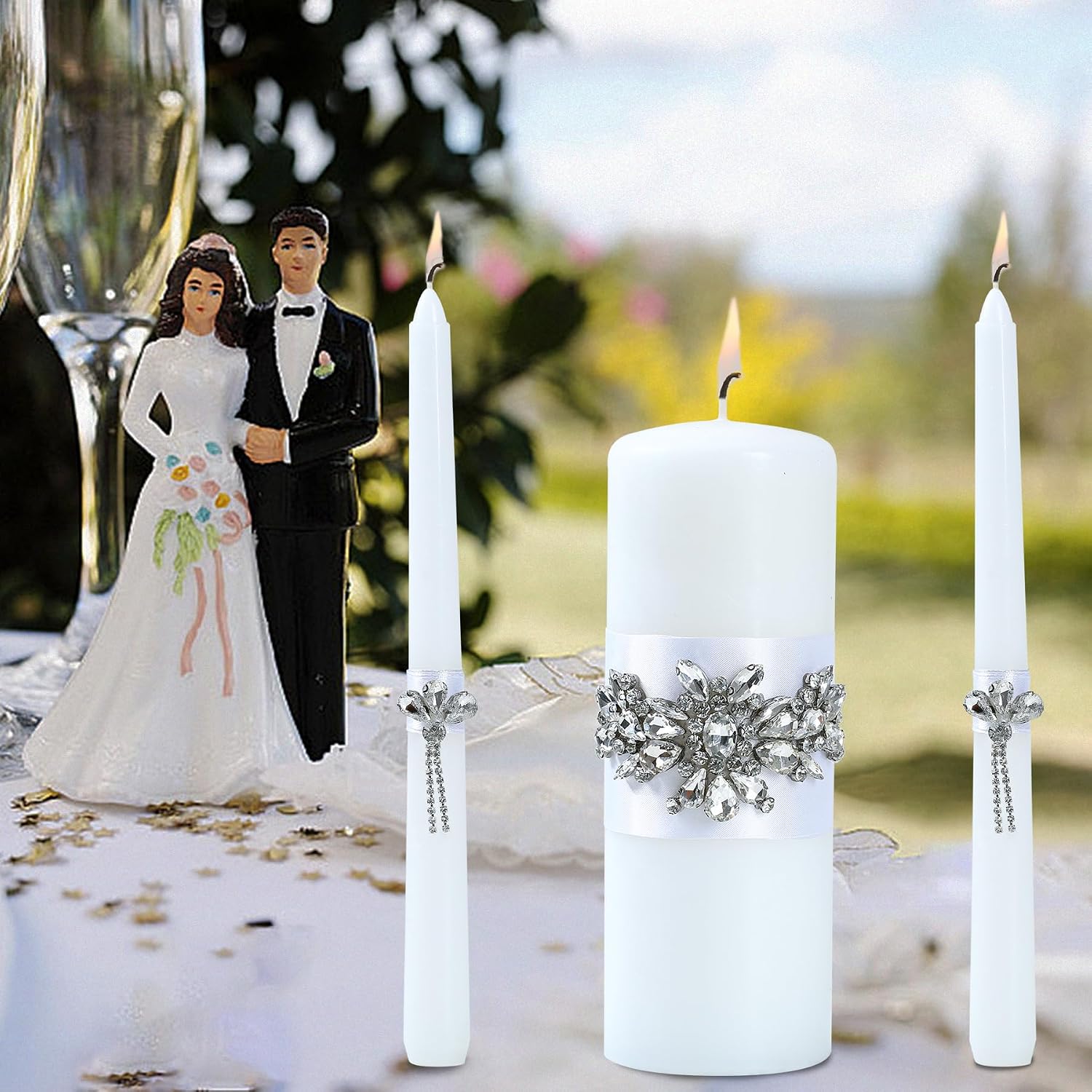 Unity Wedding Candle Set - 1 Pillar & 2 Taper Candles for Ceremony