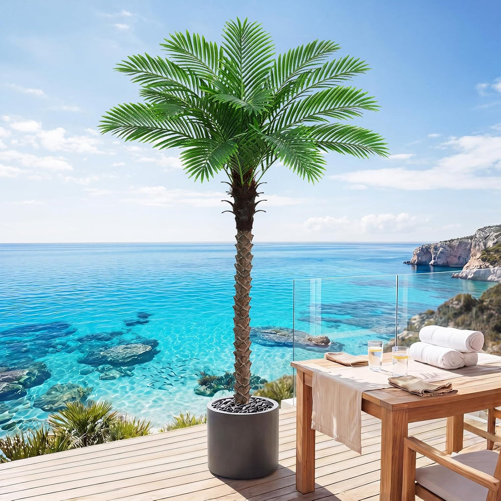 6ft artificial phoenix palm tree for outdoors, tall, main product view