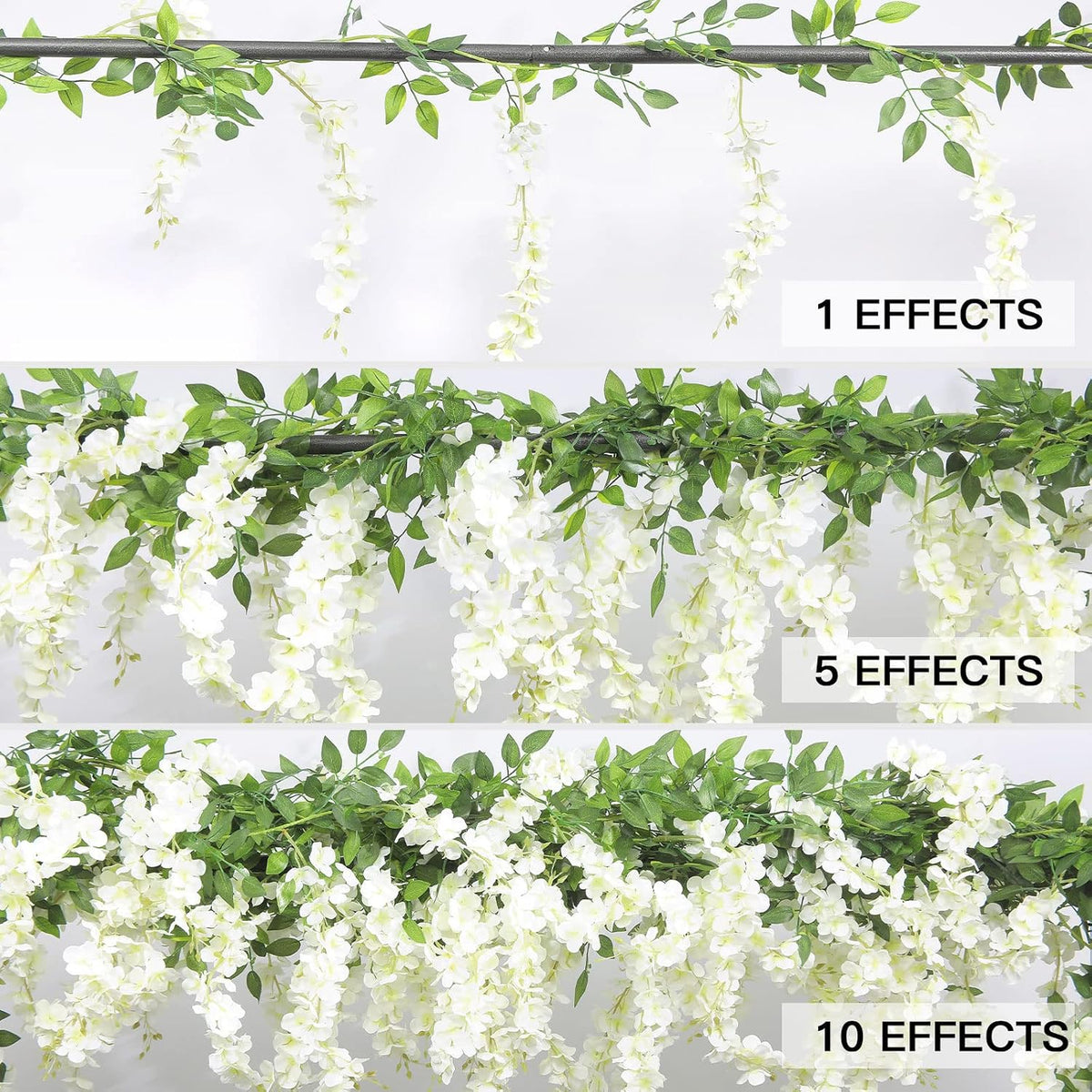 u'artlines 10pcs 7.2 ft/piece artificial wisteria garland white, side view