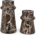Vixdonos Marble Candle Holder Set of 2 Taper Candle Candlestick Mantle Candle Stand for Home Decor,Wedding,Party and Table Centerpieces(Brown)