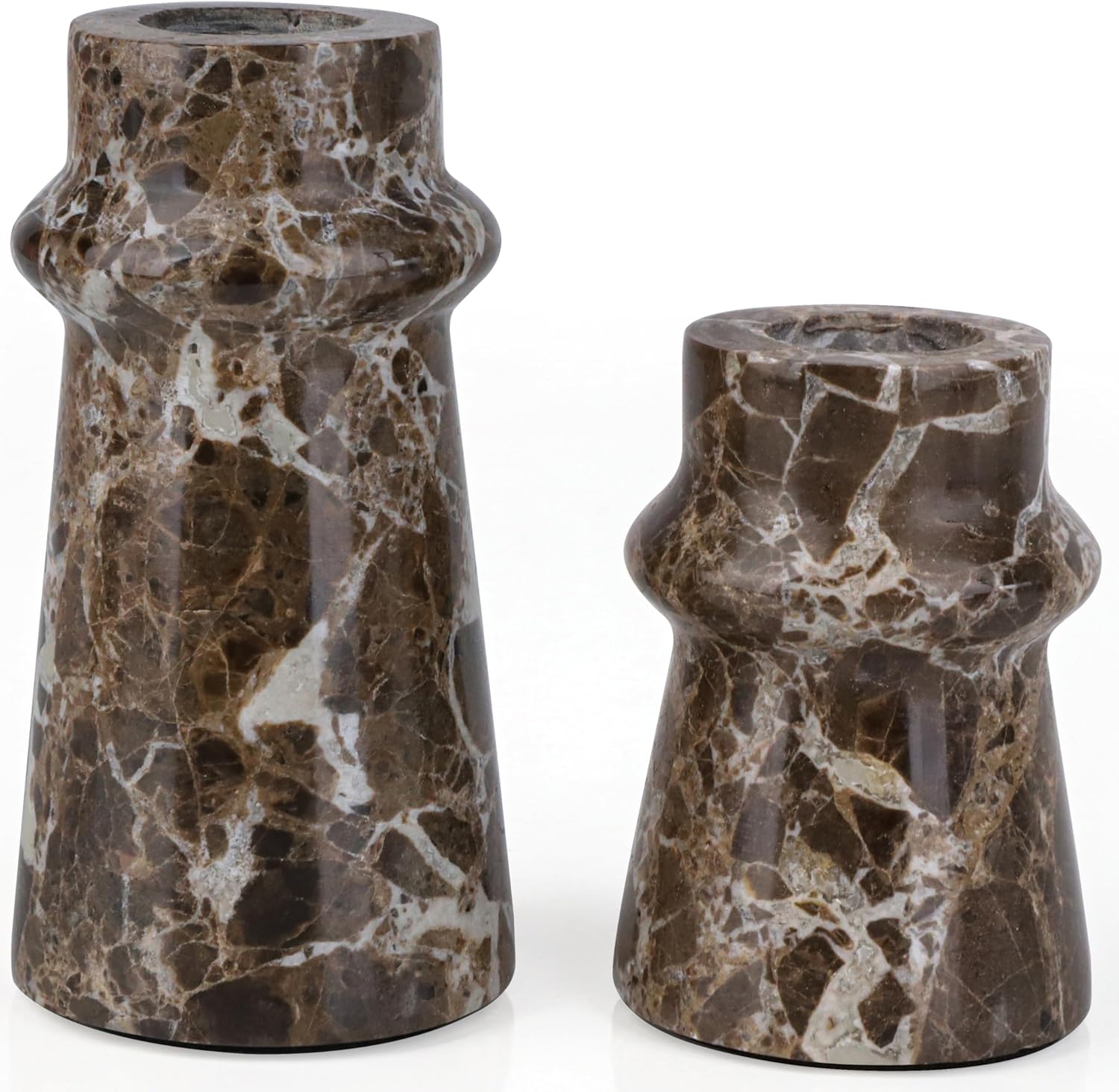 Vixdonos Marble Candle Holder Set of 2 Taper Candle Candlestick Mantle Candle Stand for Home Decor,Wedding,Party and Table Centerpieces(Brown)