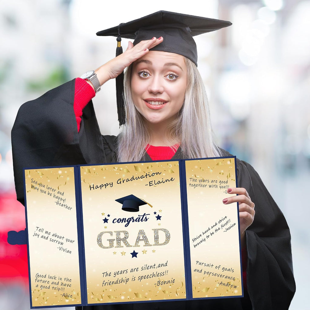 Vlipoeasn 2026 Graduation Guest Book Alternative, Blue Gold Class of 2026 Graduation Party Decorations, Graduation Signature Book for 2026 College High School, Unique Graduation Gifts for Friends