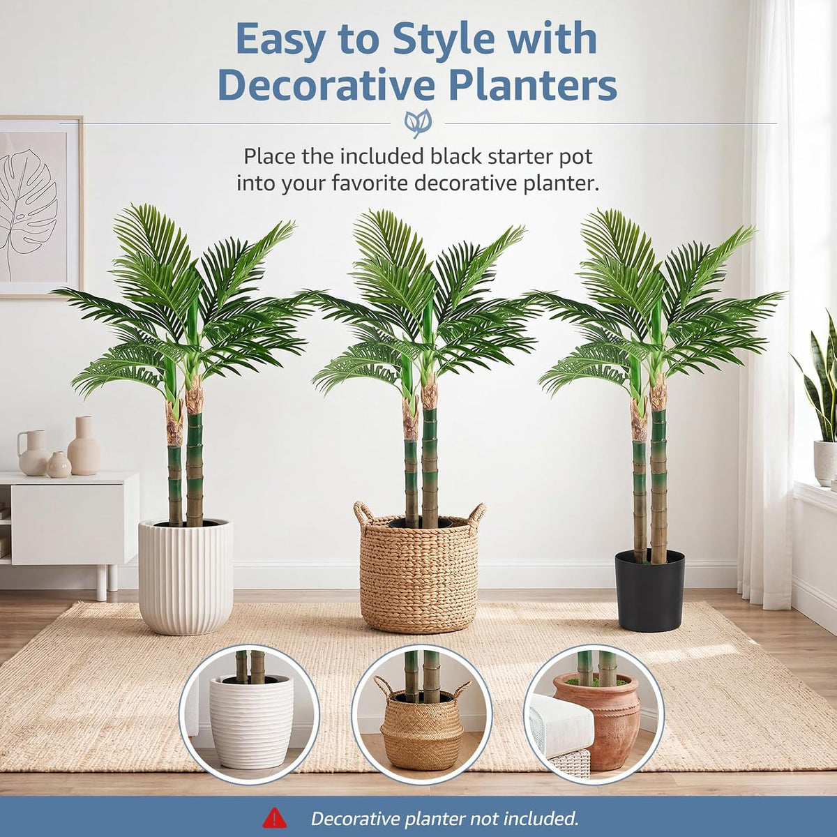 dumos 47in artificial palm tree, realistic faux indoor showing dimensions
