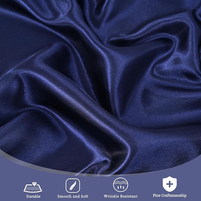 fani 6 Pack 120 Inch Navy Blue Satin Tablecloth - Premium Bright Silky Round Tablecloth Overlay Smooth Fabric Table Cover, Table Decoration for Wedding Party Banquet Events Restaurant Kitchen Dining