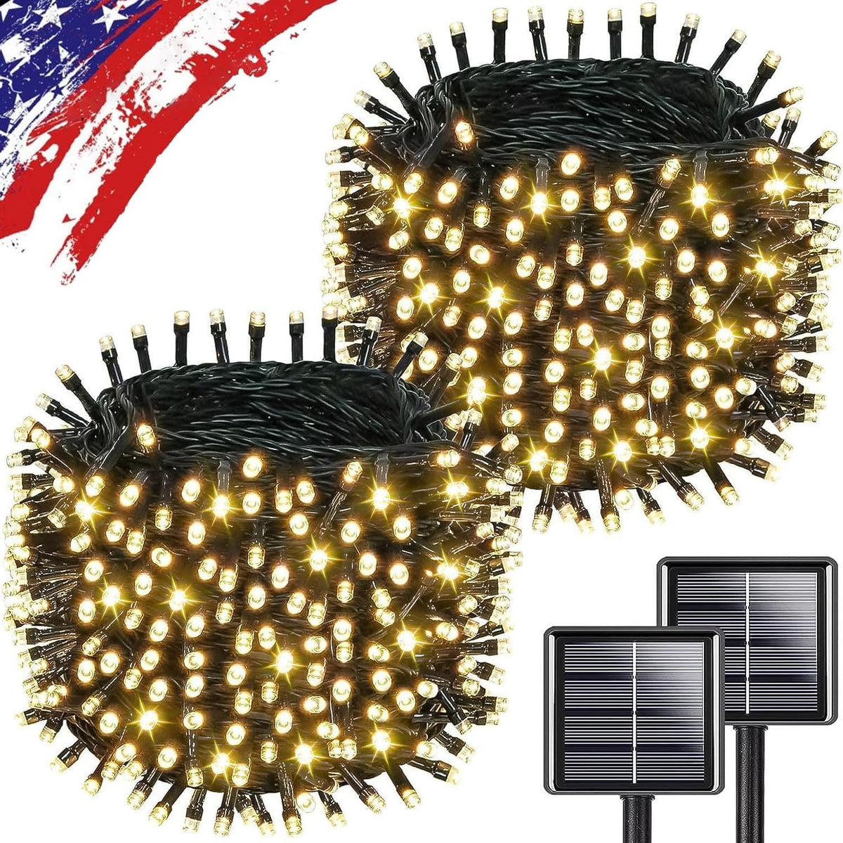 solar string lights outdoor 2pack 500led 180ft christmas, main product view