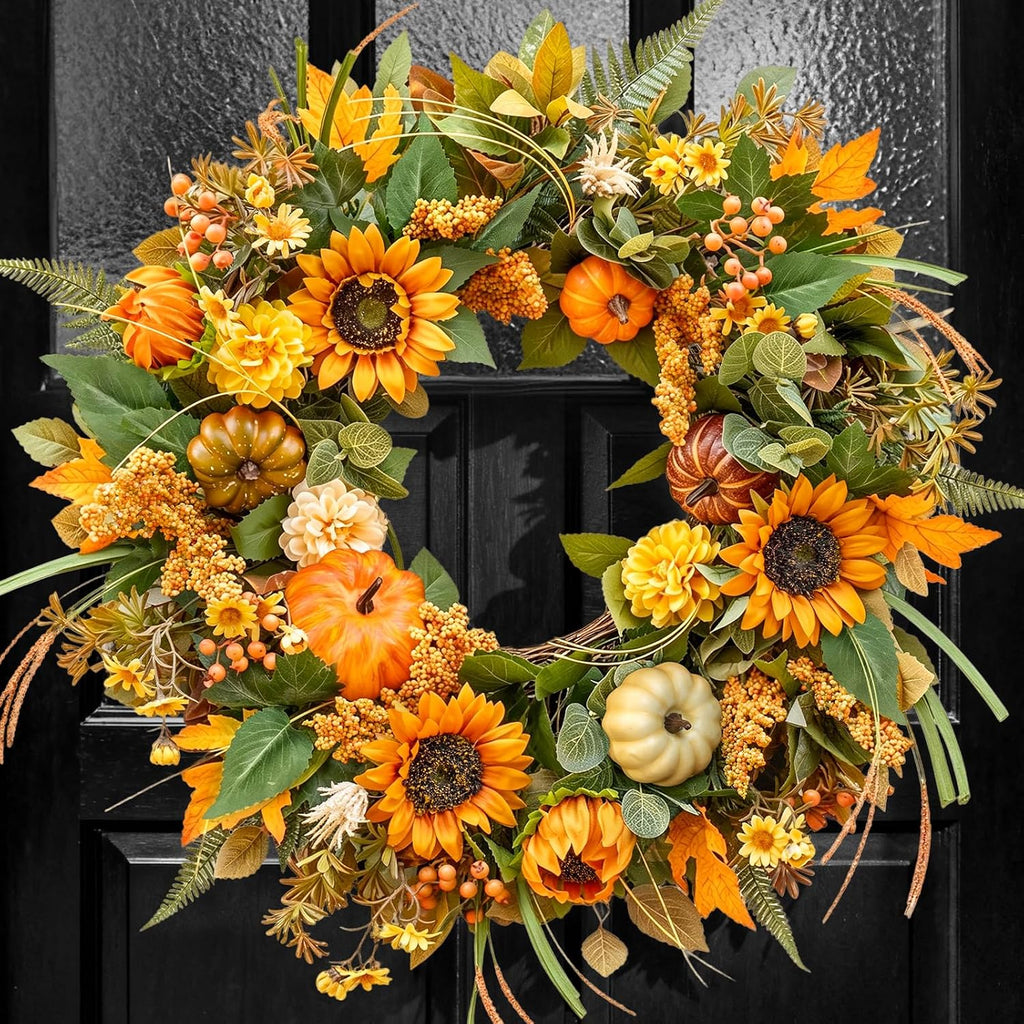 24 inch fall wreaths for front door outside, main product view