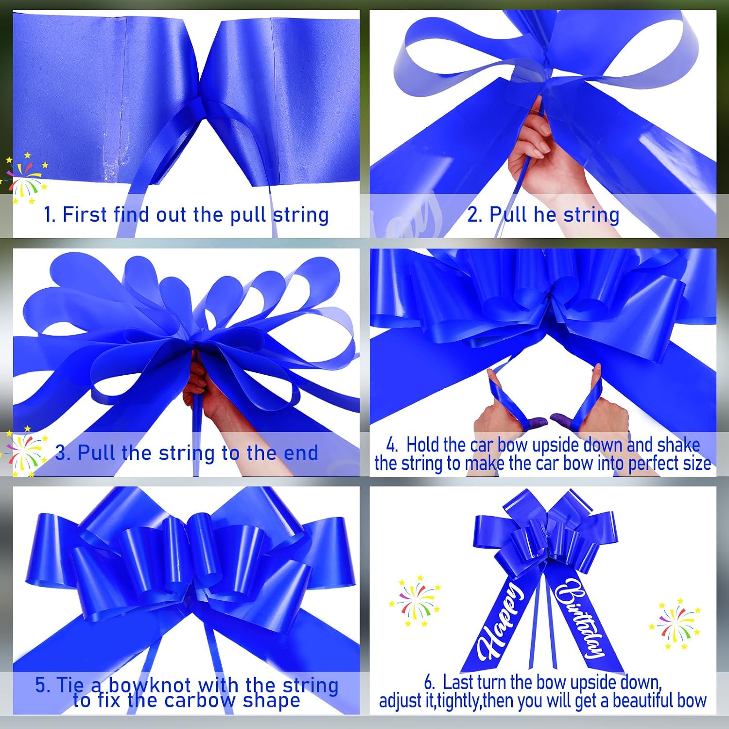 30 Inch Car Bow, Giant Pull Ribbon Bow for Car Gifts, Large Present Decoration for Birthday Surprises, Holidays, Graduation, Sedan and SUV Displays(Blue)