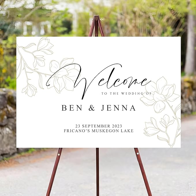 Personalized Wedding Welcome Sign Foliage Print Entrance Wedding Décor