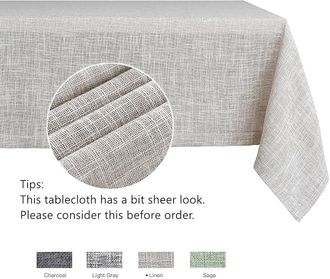 maxmill Flaxy Faux Linen Tablecloth with 2-Tone Slubby Yarn Textured Weaves Wrinkle Resistant Anti-Shrink Soft Table Cloth for Kitchen Dining Restaurant Tabletop Rectangle 60 x 120 Inch Linen
